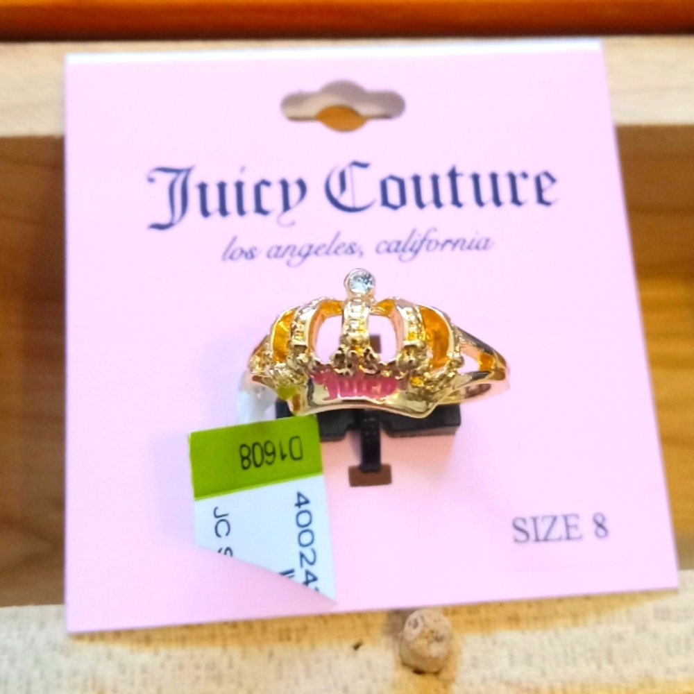 Pretty N Pink Juicy Couture Golden Rhinestone Crown Juicy Ring. ♥